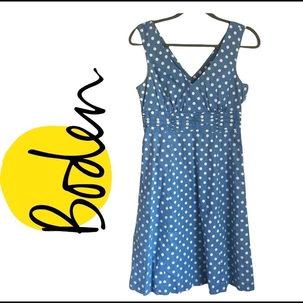 Boden dress fit and flare sleeveless polka dot